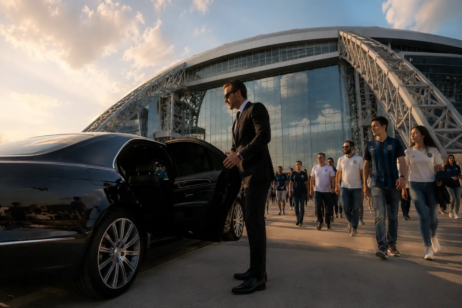 luxury chauffeur service FIFA World Cup 2026 match-day transportation NRG Stadium Houston AT&T Stadium Dallas