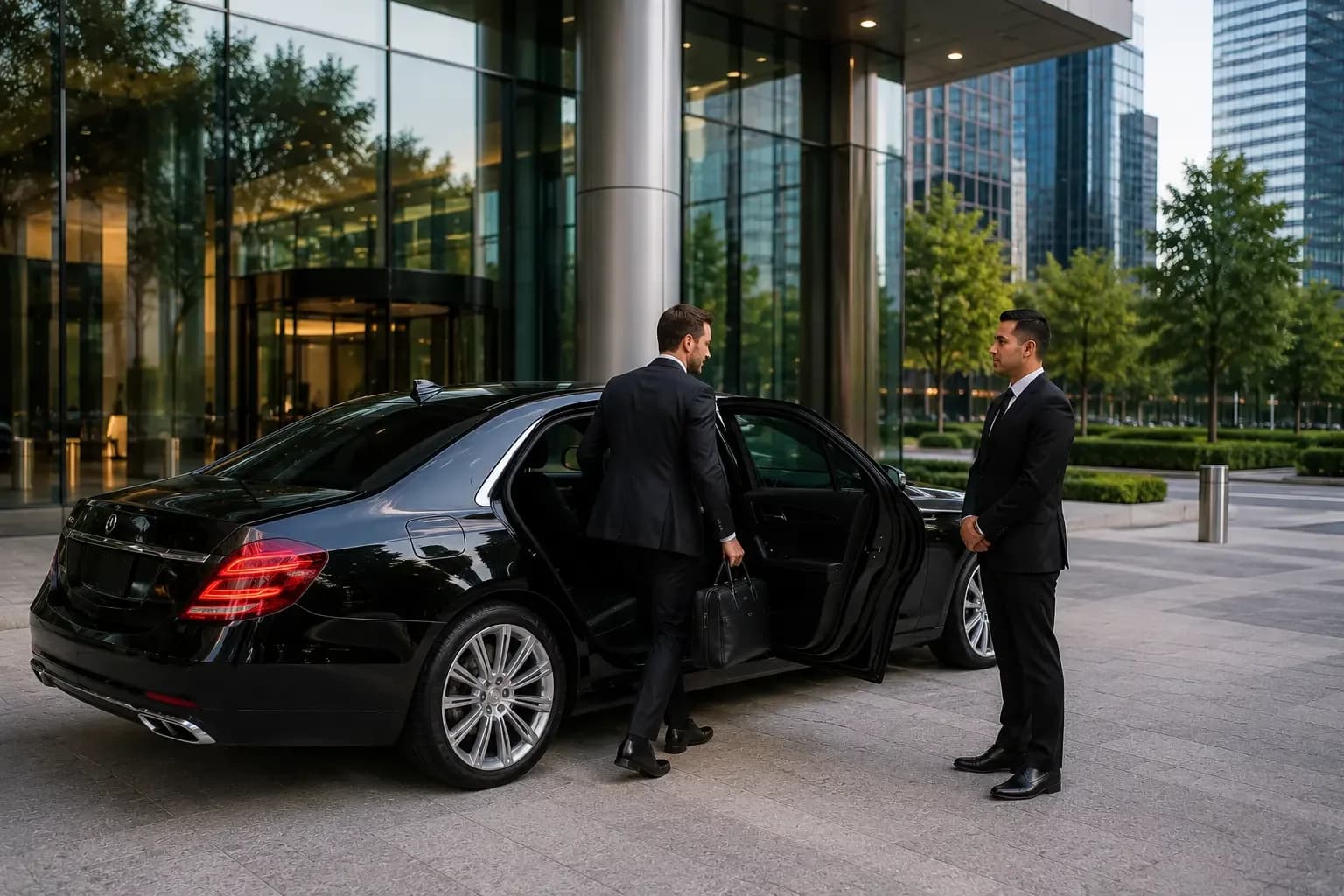 Professional chauffeur service Houston MG Luxury Limo fleet exterior