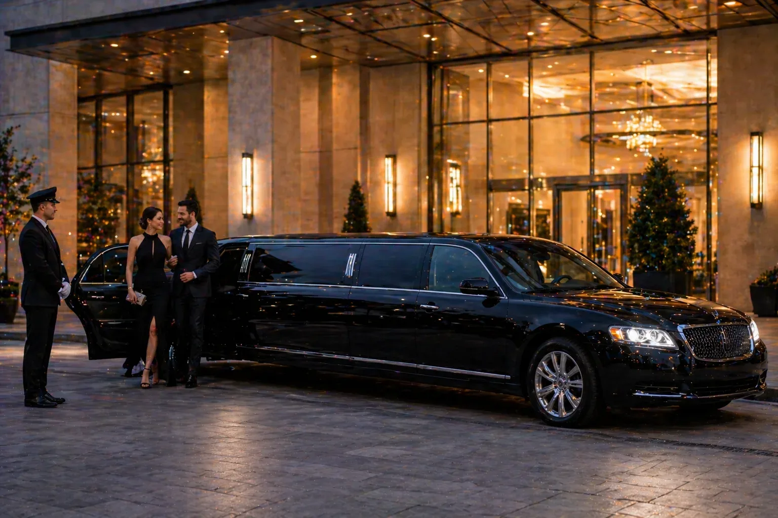 Interior of a stretch limousine with ambient lighting